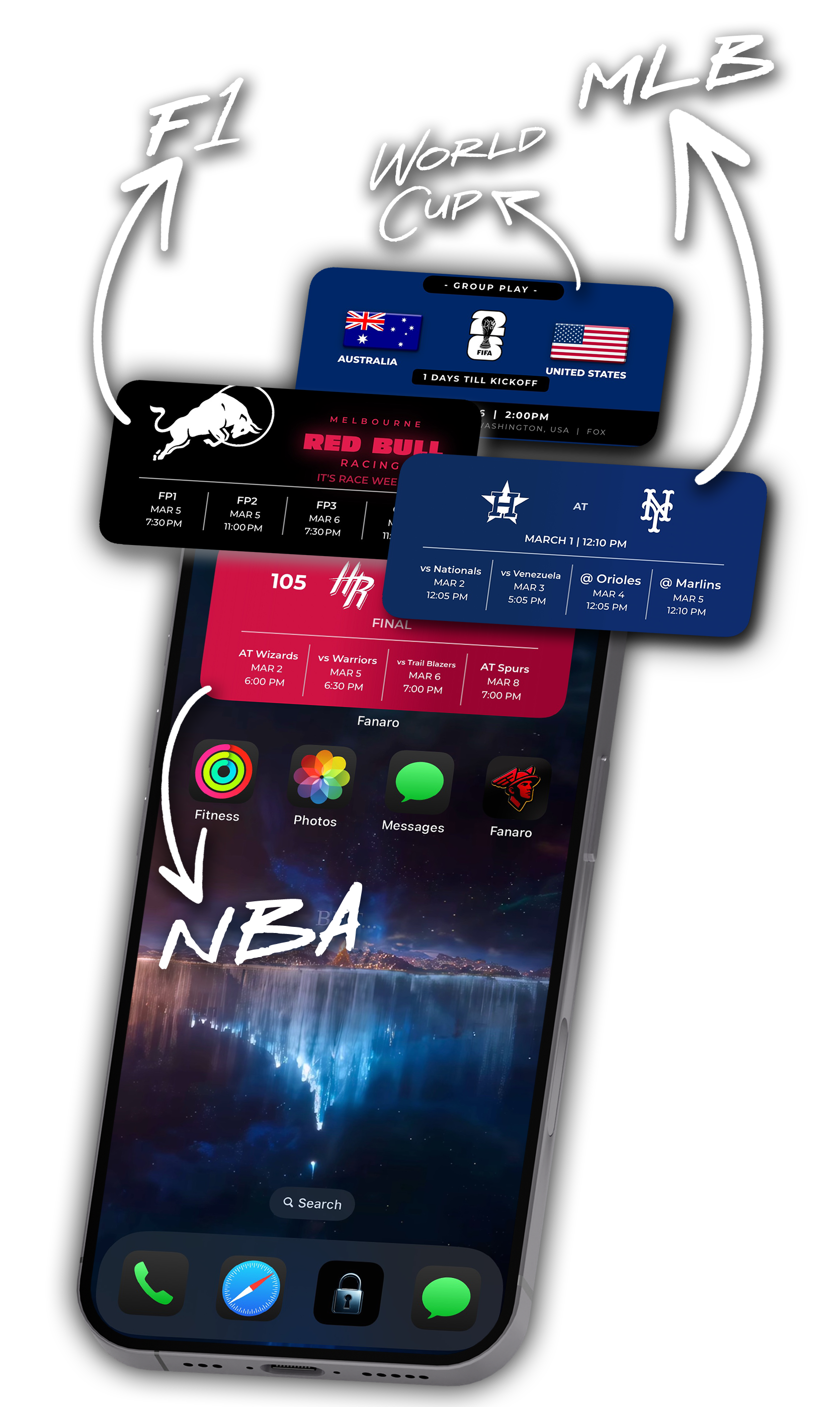 Fanaro widgets on iPhone