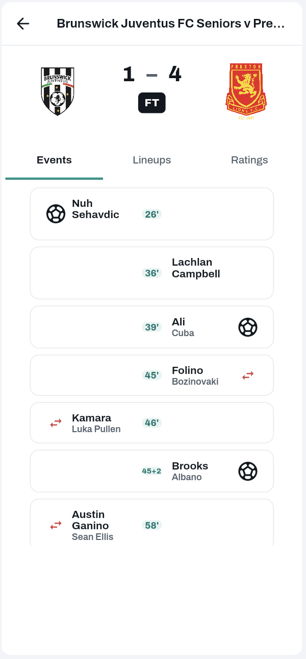 FanScout live match centre showing the score and match events in real time