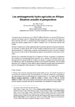 Hydro-agricultural development in Africa - Current situation and prospects