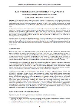 Key water resources statistics in AQUASTAT