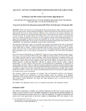 AQUASTAT - Getting to grips with water information for agriculture