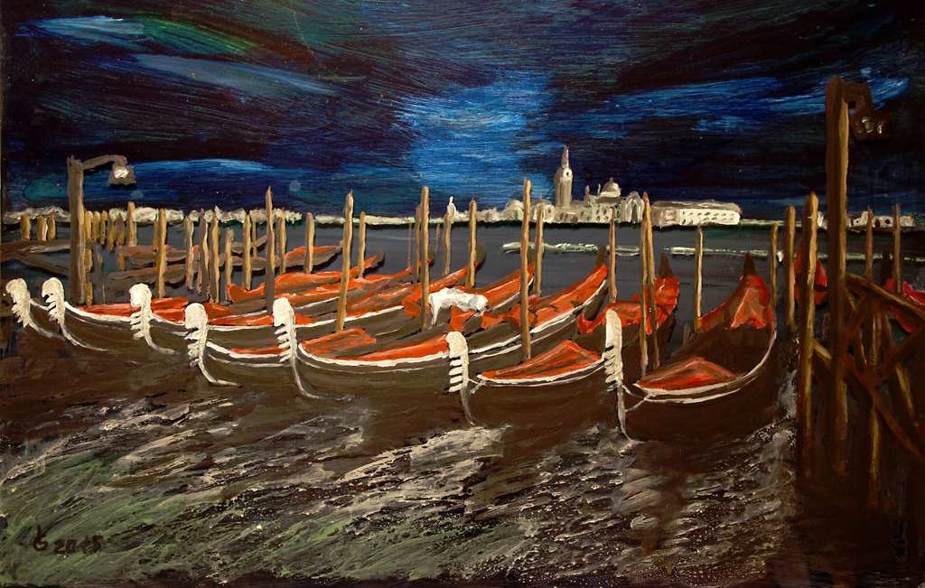 Gondeln bei Nacht