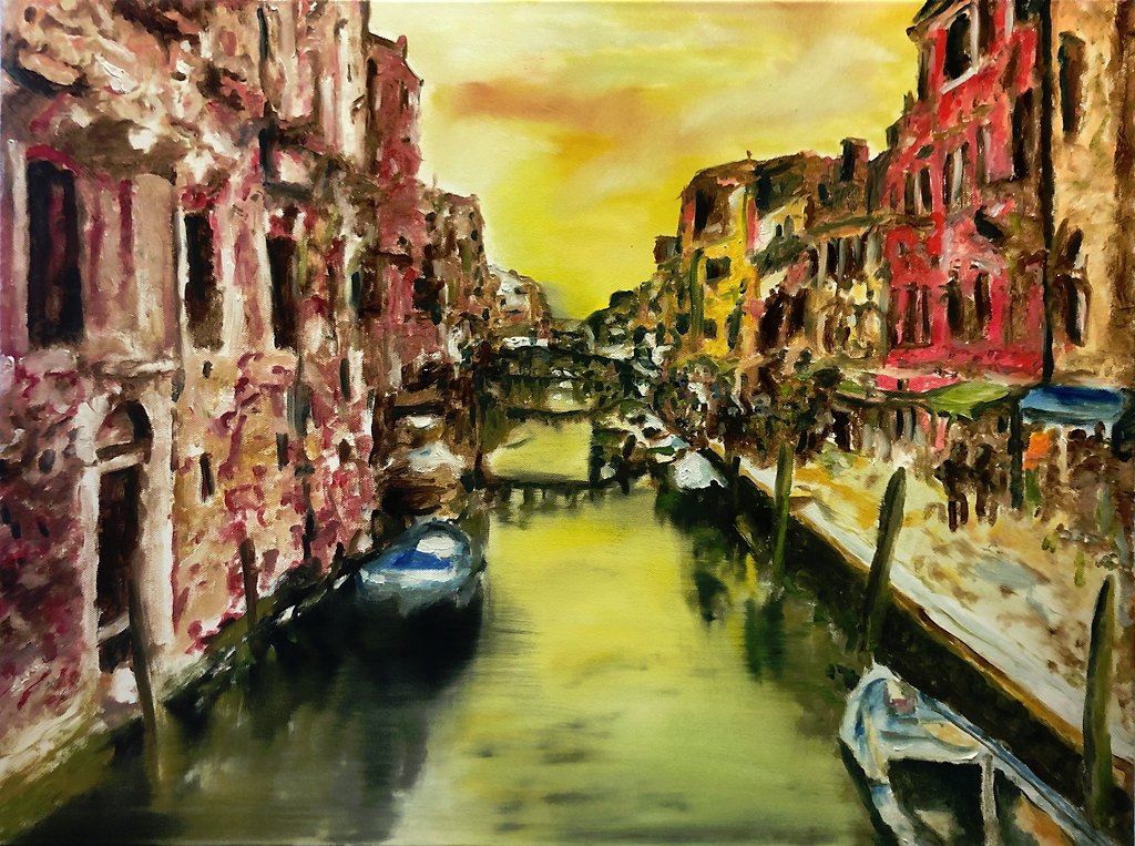 Kanal im Abendlicht