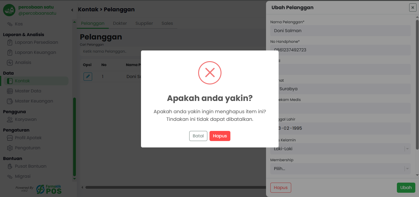 Langkah 3: Konfirmasi Penghapusan