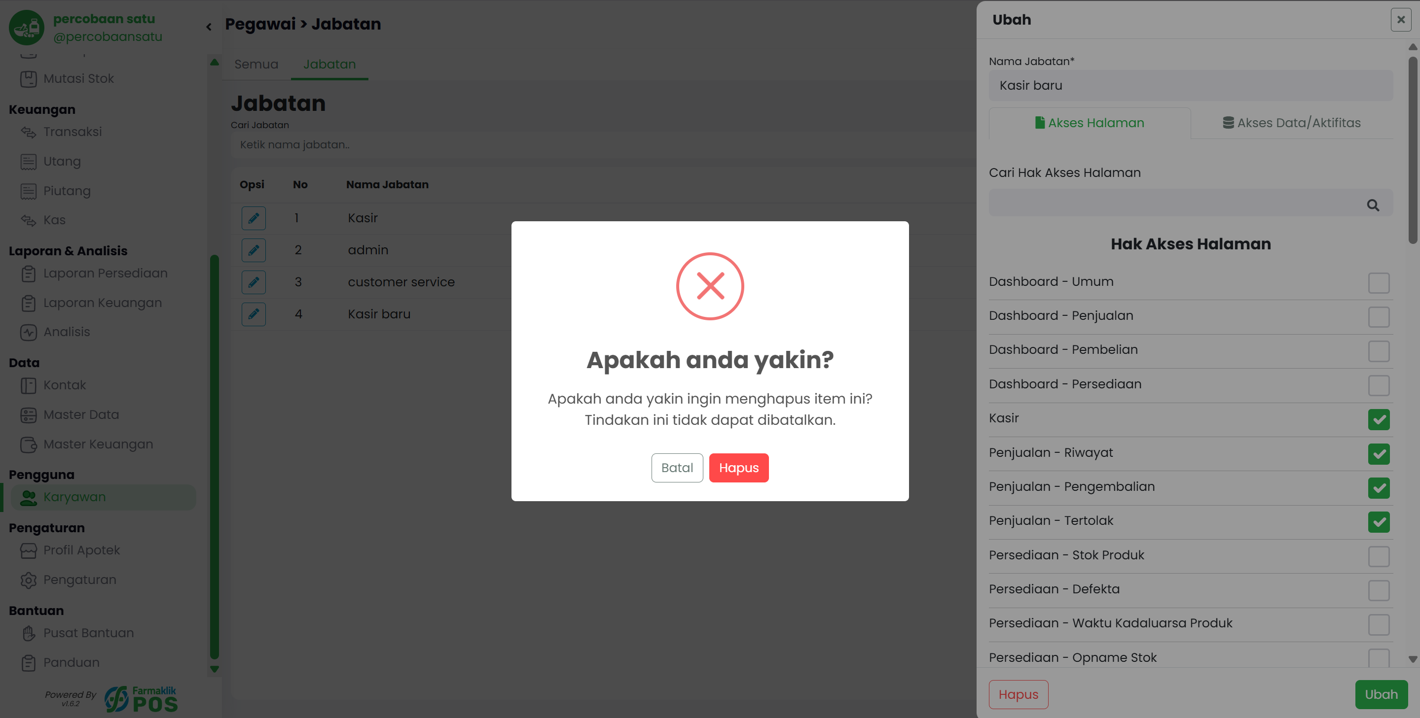 Langkah 3: Konfirmasi Penghapusan