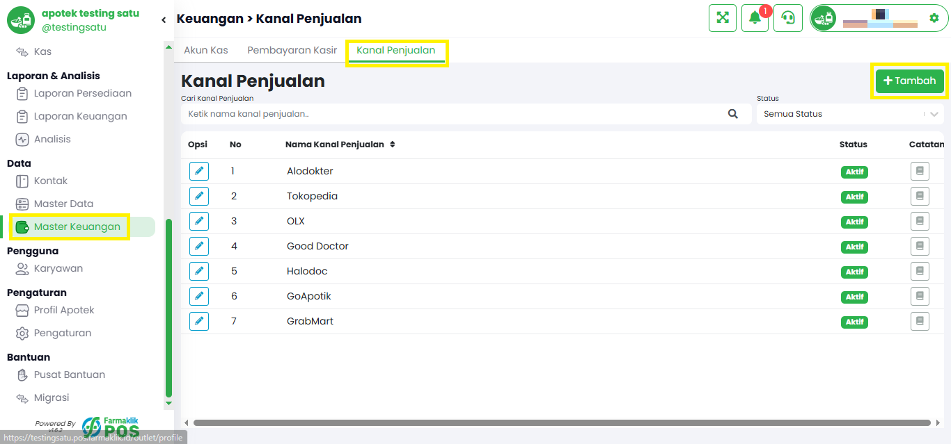 Langkah 1: Tambah Kanal Penjualan