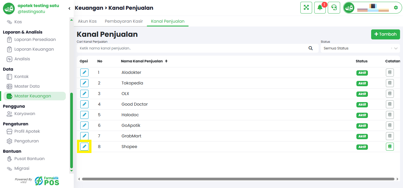 Langkah 1: Pilih Data Kanal Penjualan