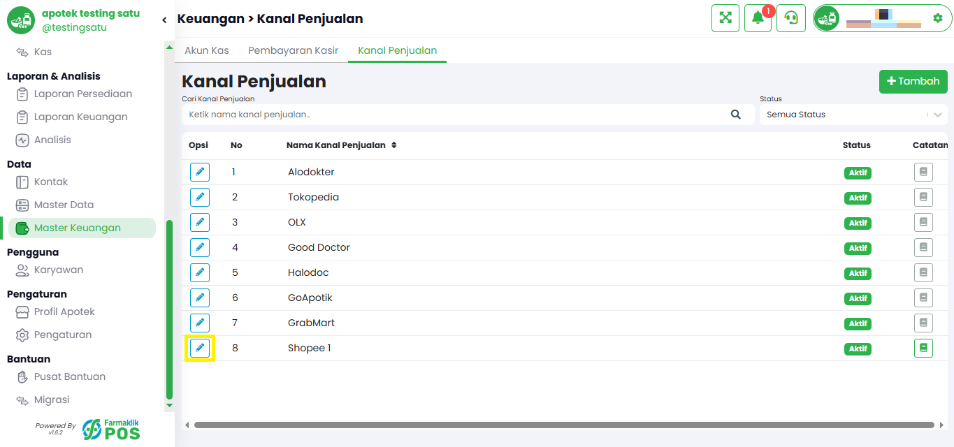 Langkah 1: Pilih Data Kanal Penjualan