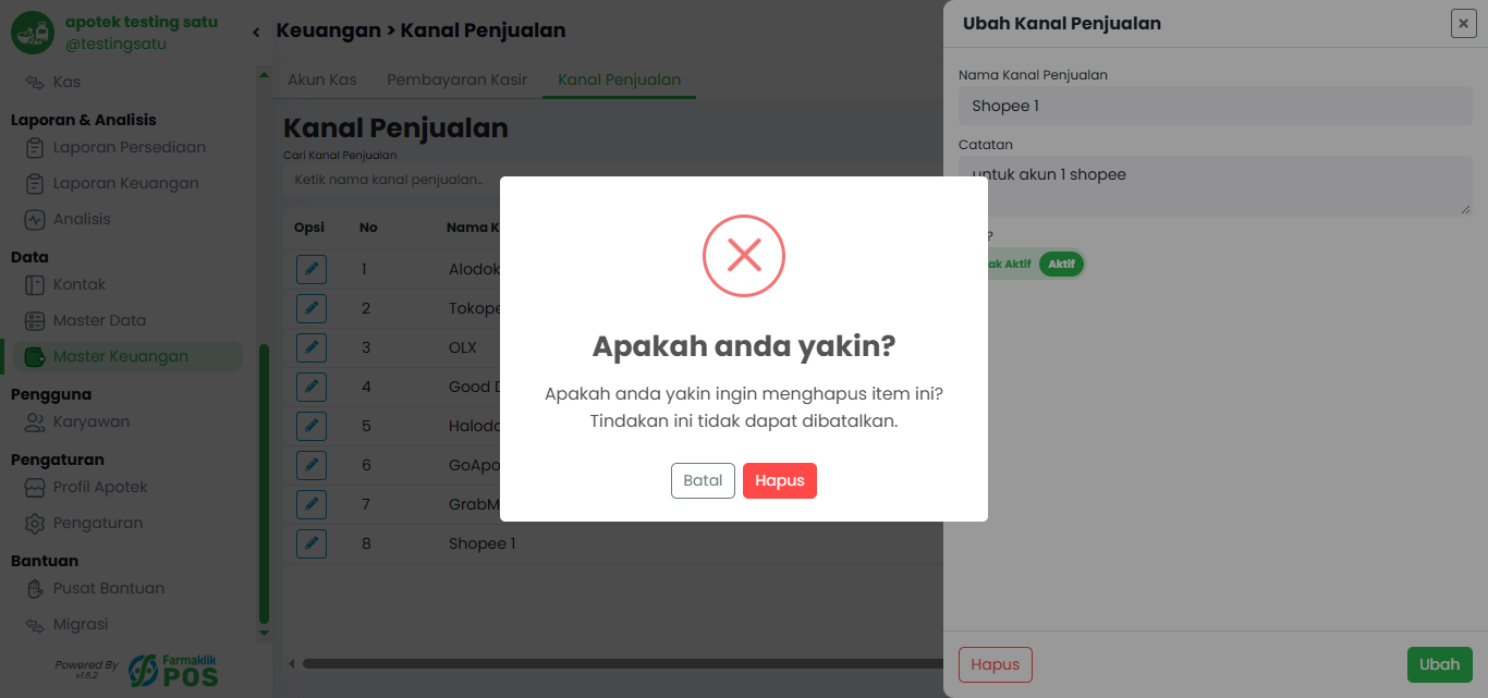 Langkah 3: Konfirmasi Penghapusan
