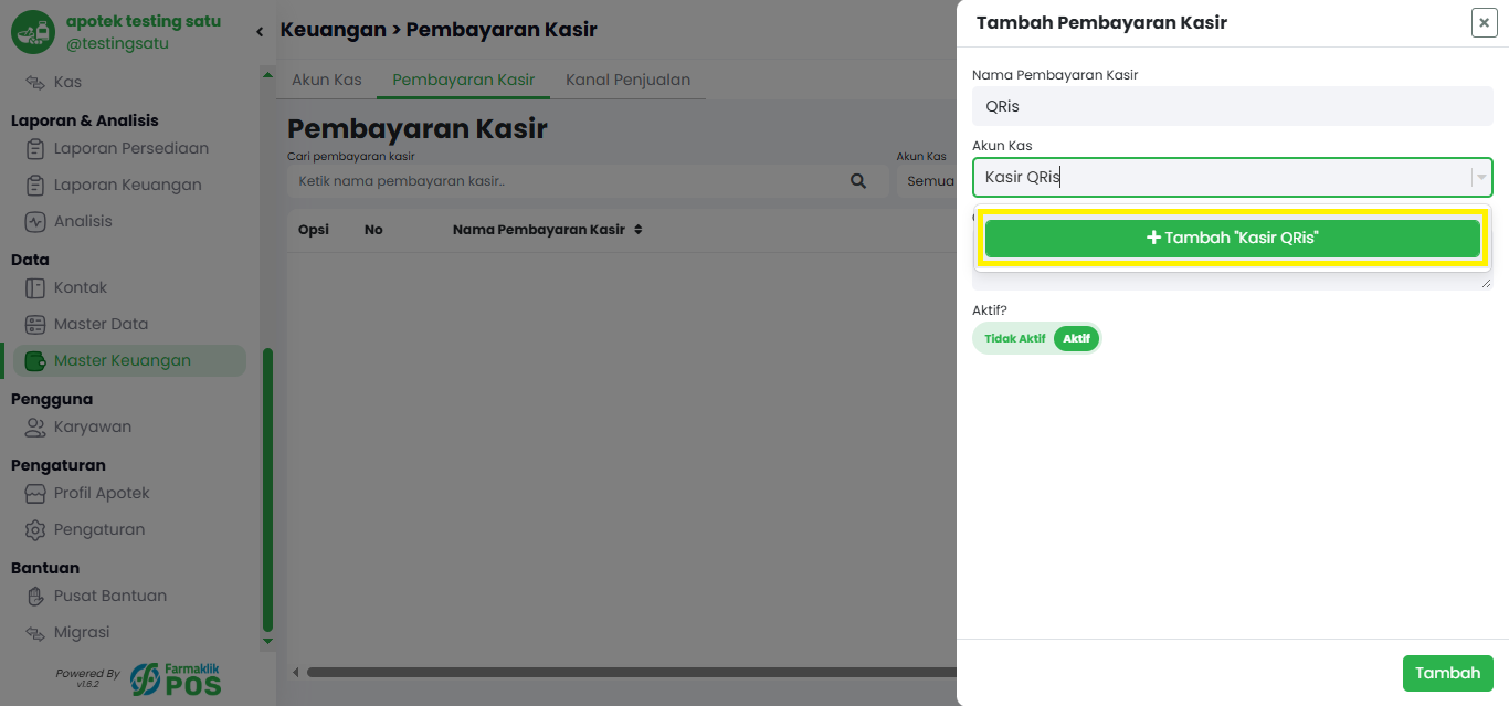 Tambah Pembayaran Kasir
