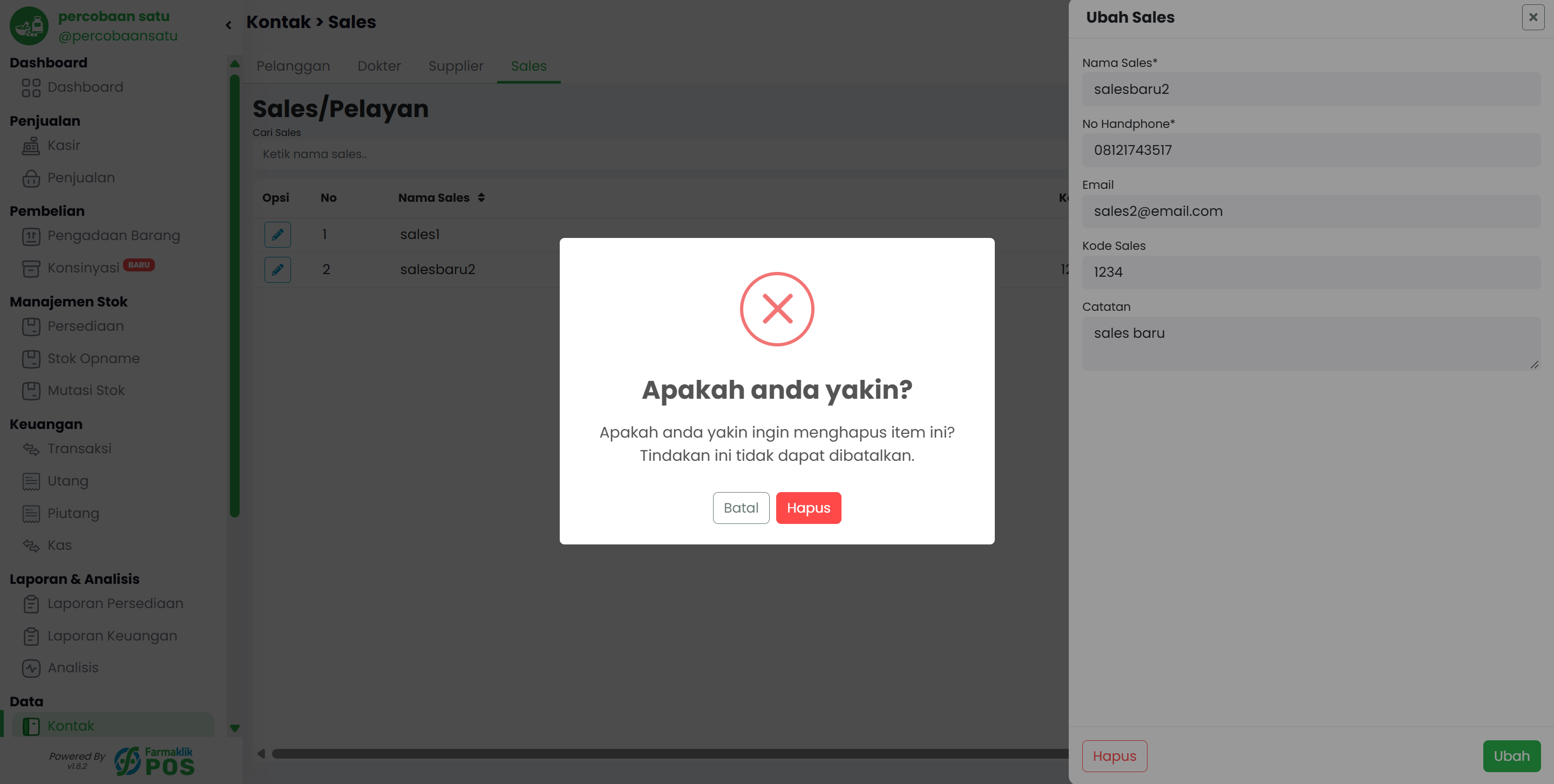 Langkah 3: Konfirmasi Penghapusan
