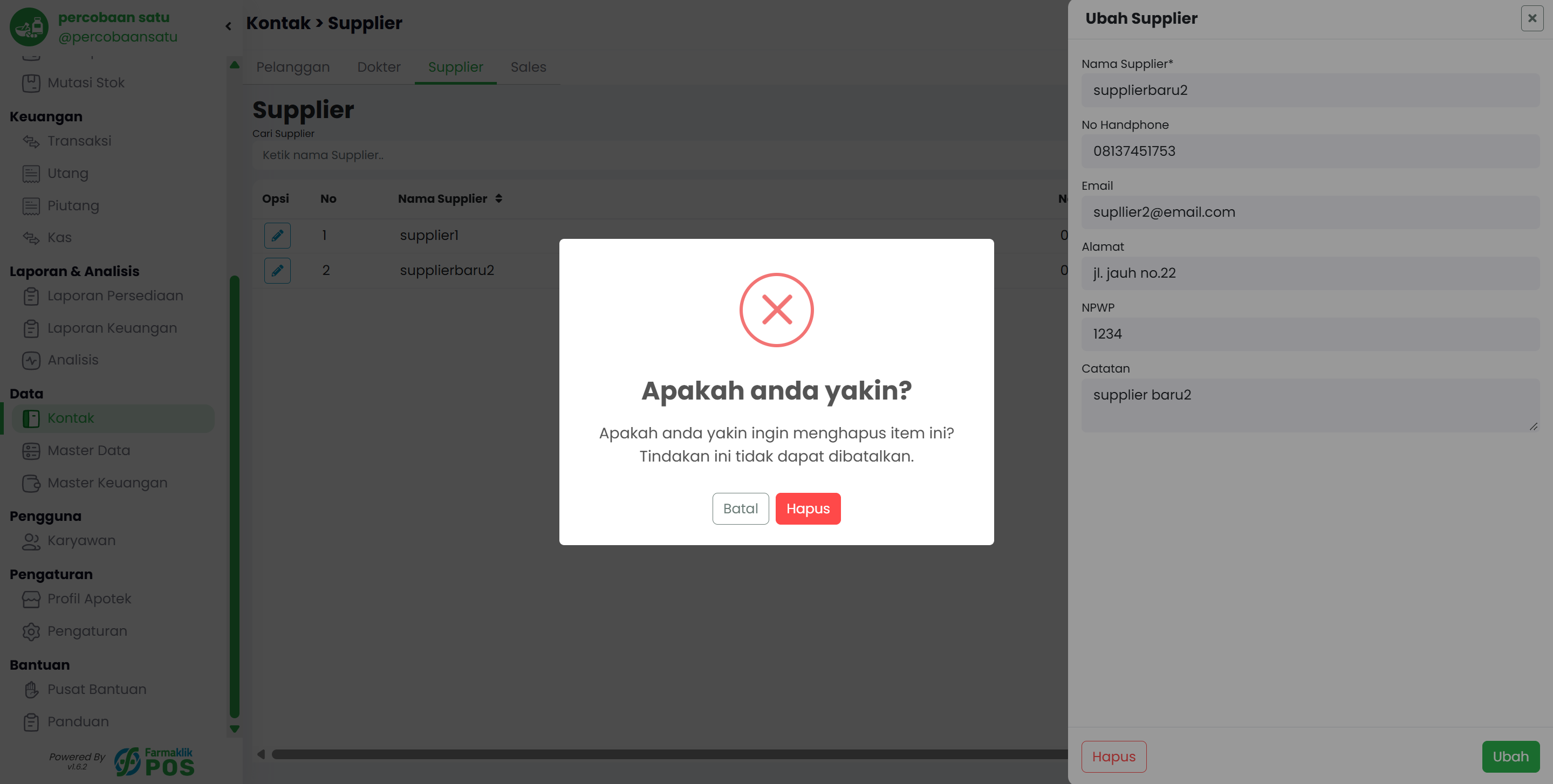Langkah 3: Konfirmasi Penghapusan