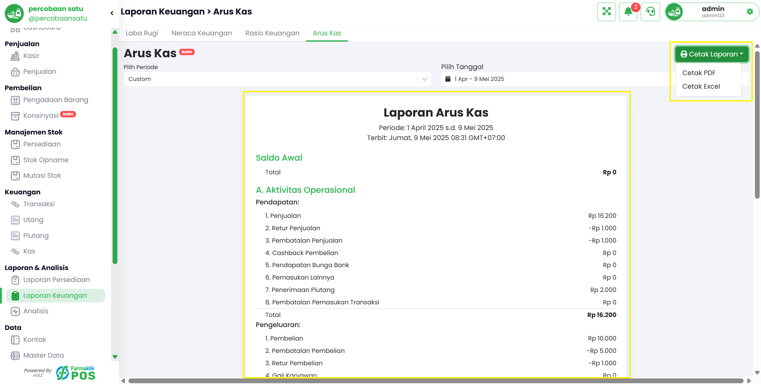 Langkah 1: Cetak PDF atau Excel