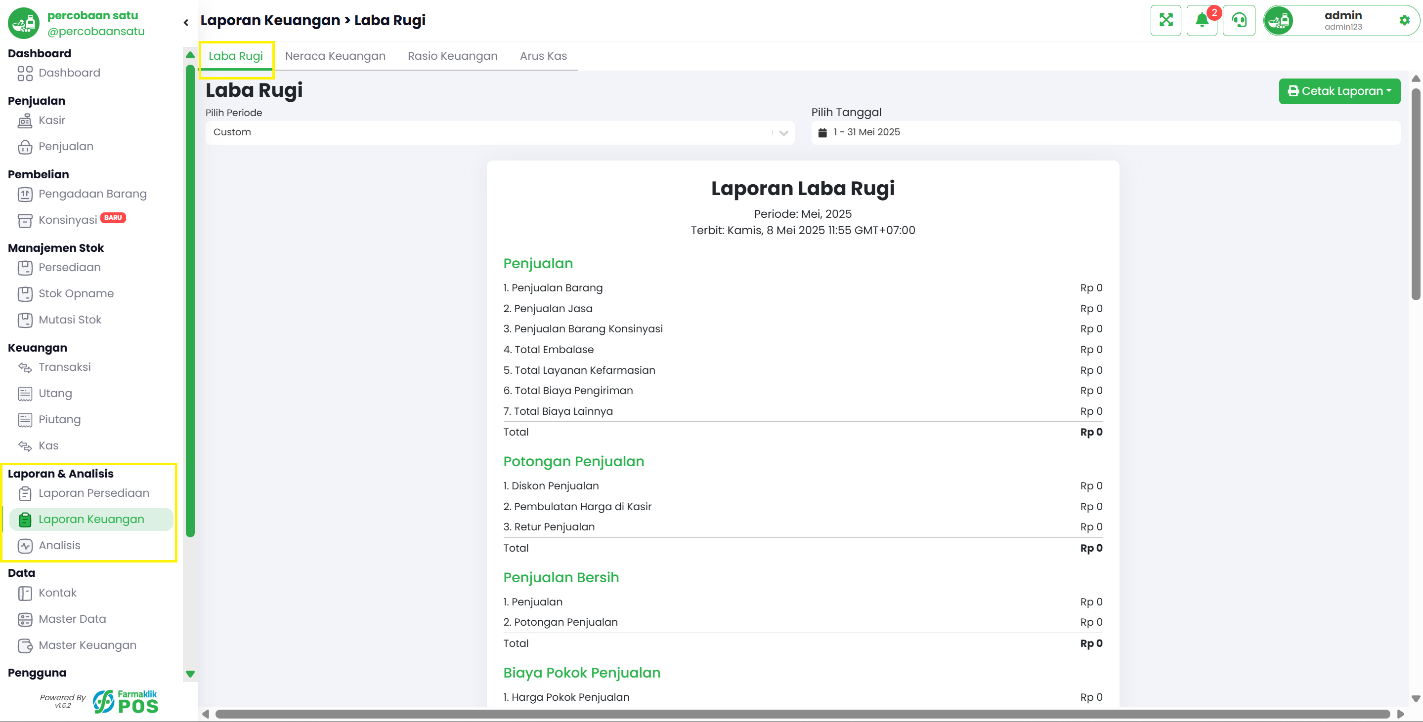 Langkah 1: Buka Menu Laporan Laba Rugi