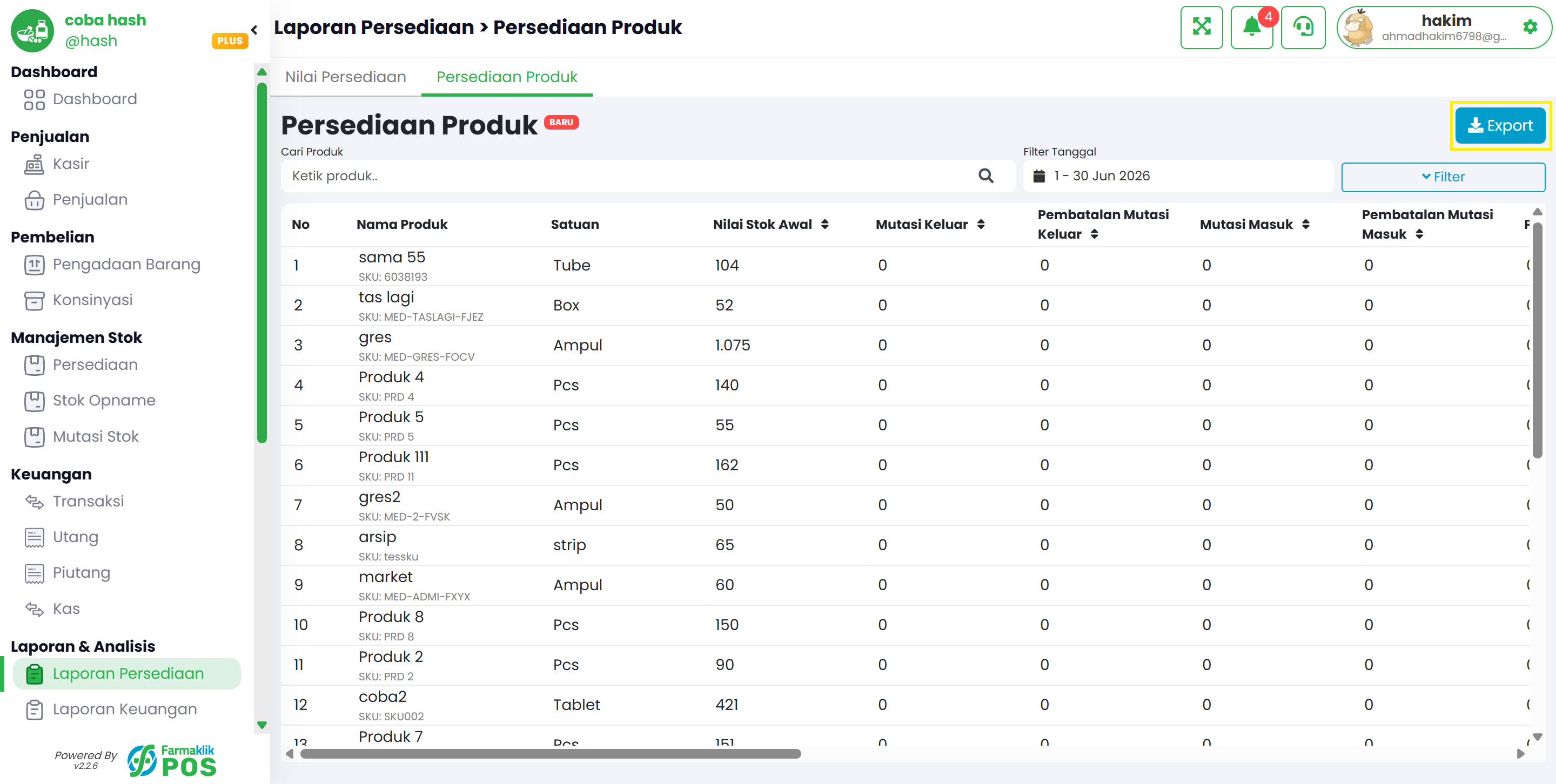 Langkah 1: Export ke Excel