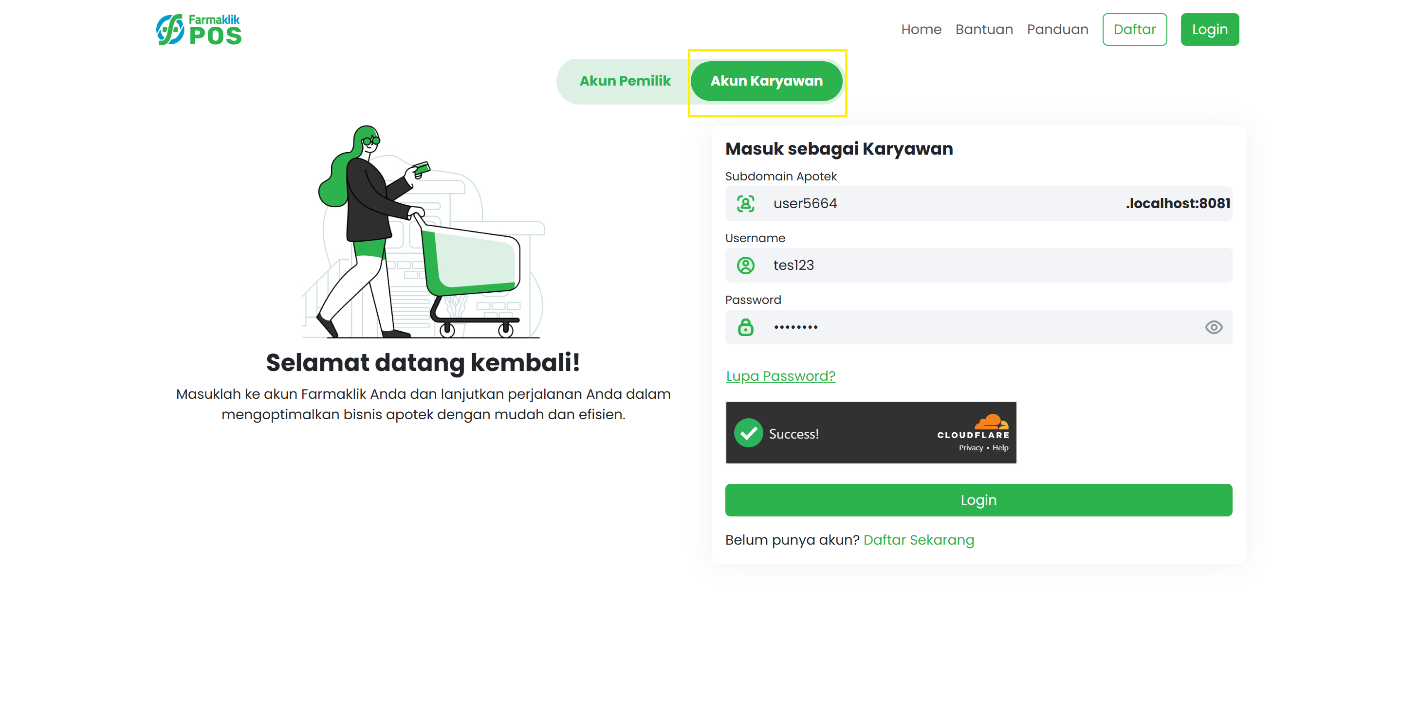 Langkah 1: Pilih Tab Akun Karyawan