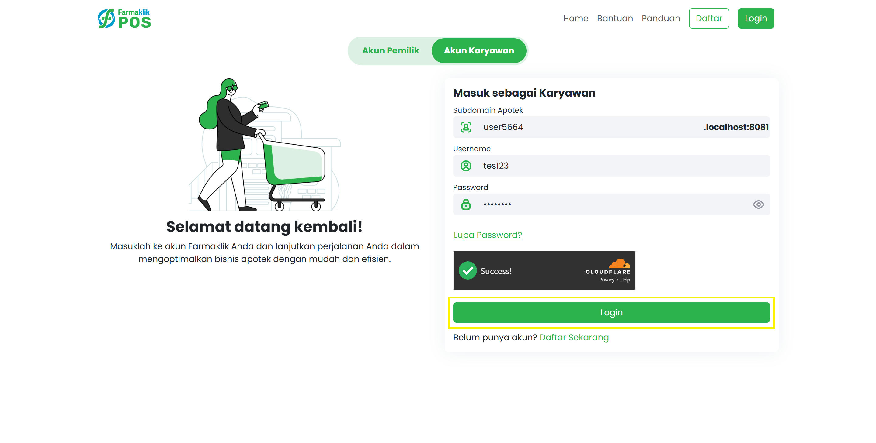 Langkah 2: Klik Tombol Login