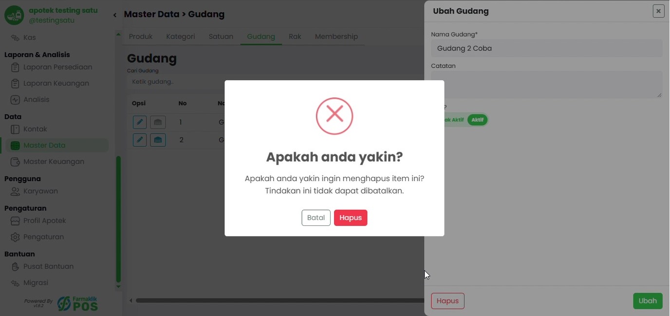 Langkah 3: Konfirmasi Penghapusan