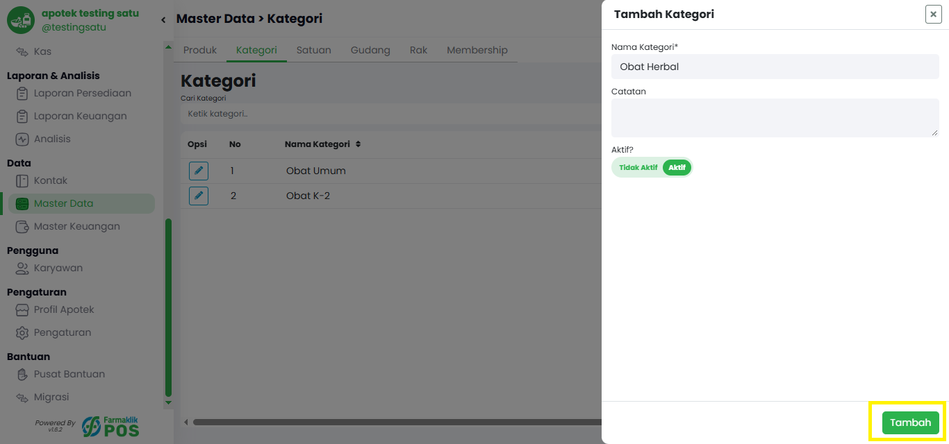 Langkah 2: Isi Form Kategori