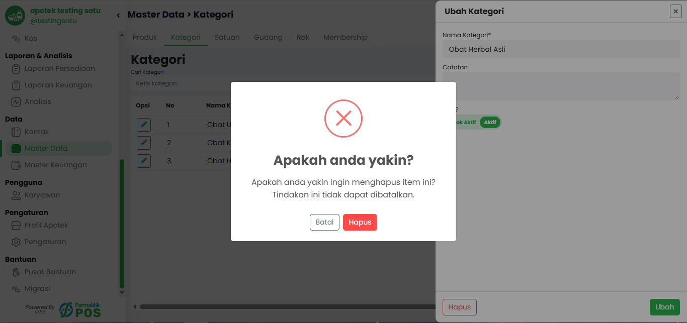 Langkah 3: Konfirmasi Penghapusan