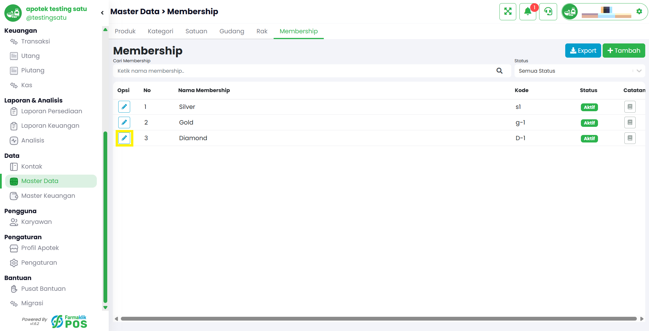 Langkah 1: Pilih Data Membership