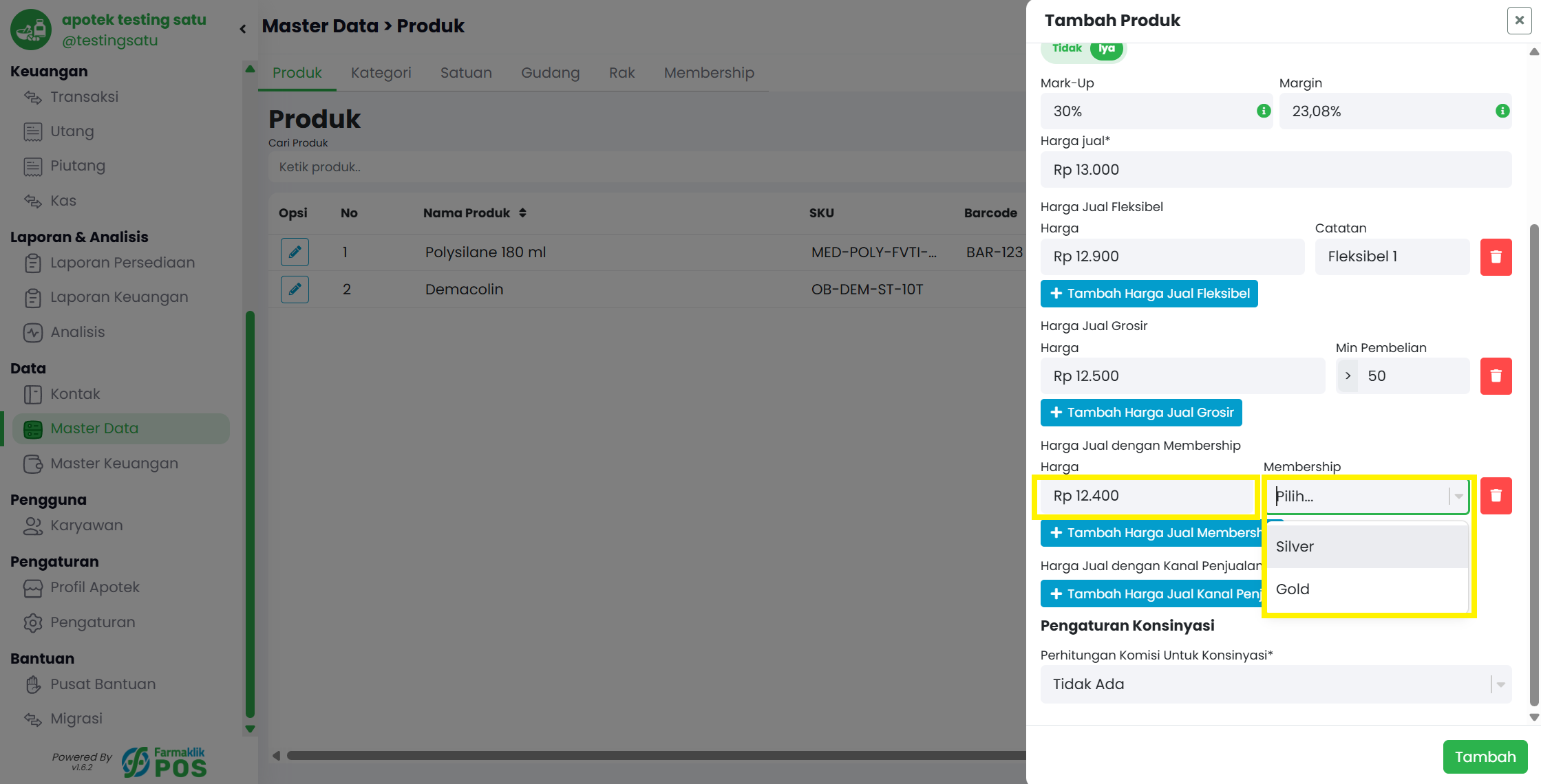 Langkah 9: Atur Harga Membership