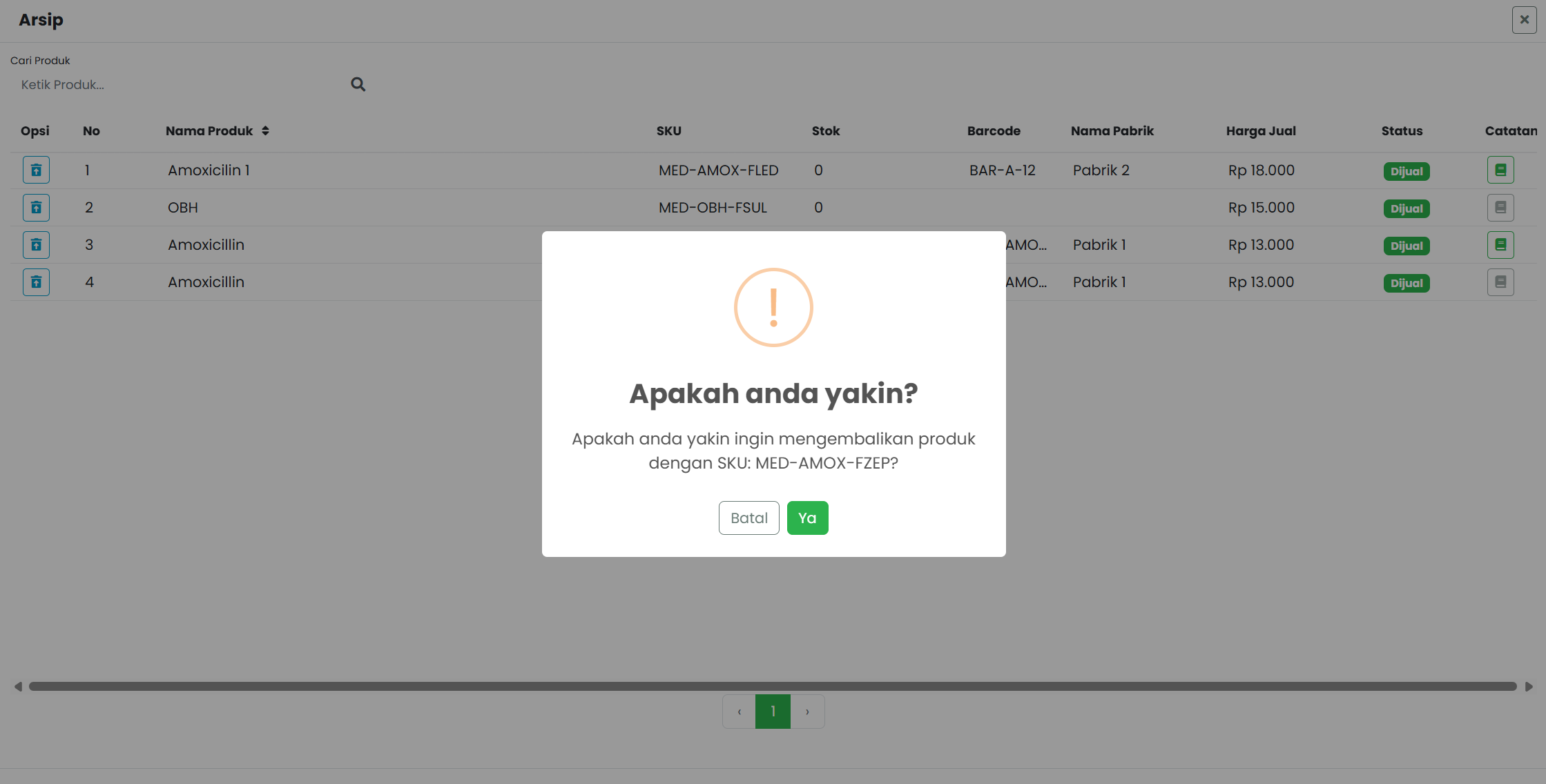 Langkah 3: Konfirmasi Pemulihan Produk