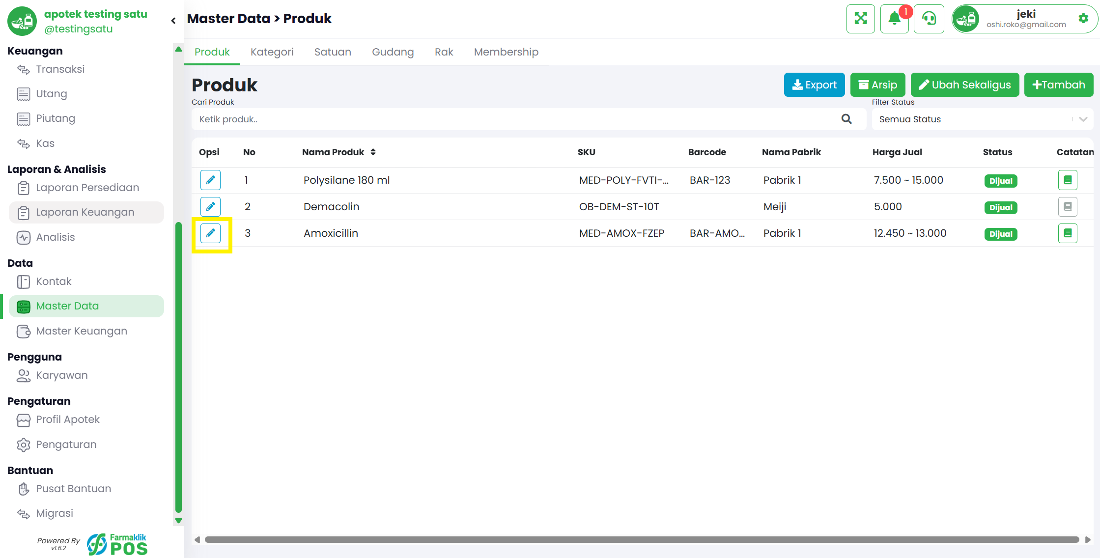 Langkah 1: Pilih Data Produk