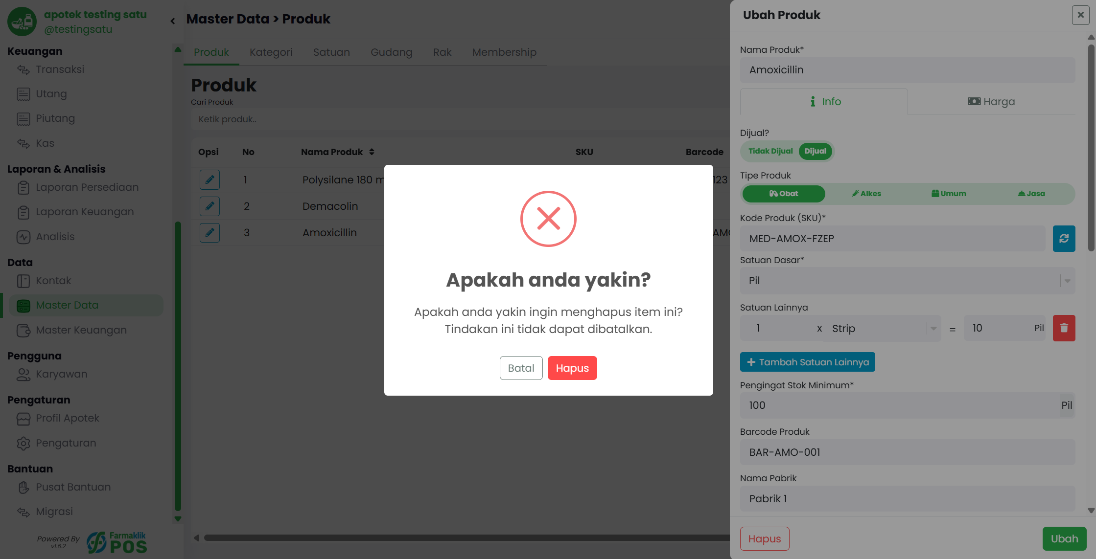 Langkah 3: Konfirmasi Penghapusan