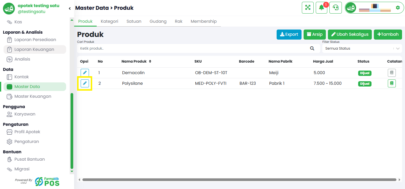 Langkah 1: Pilih Data Produk