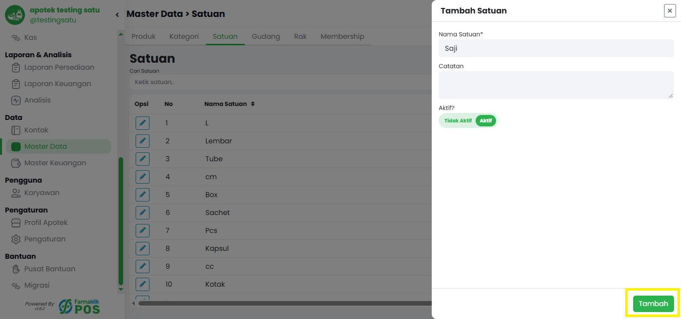 Langkah 2: Isi Form Satuan