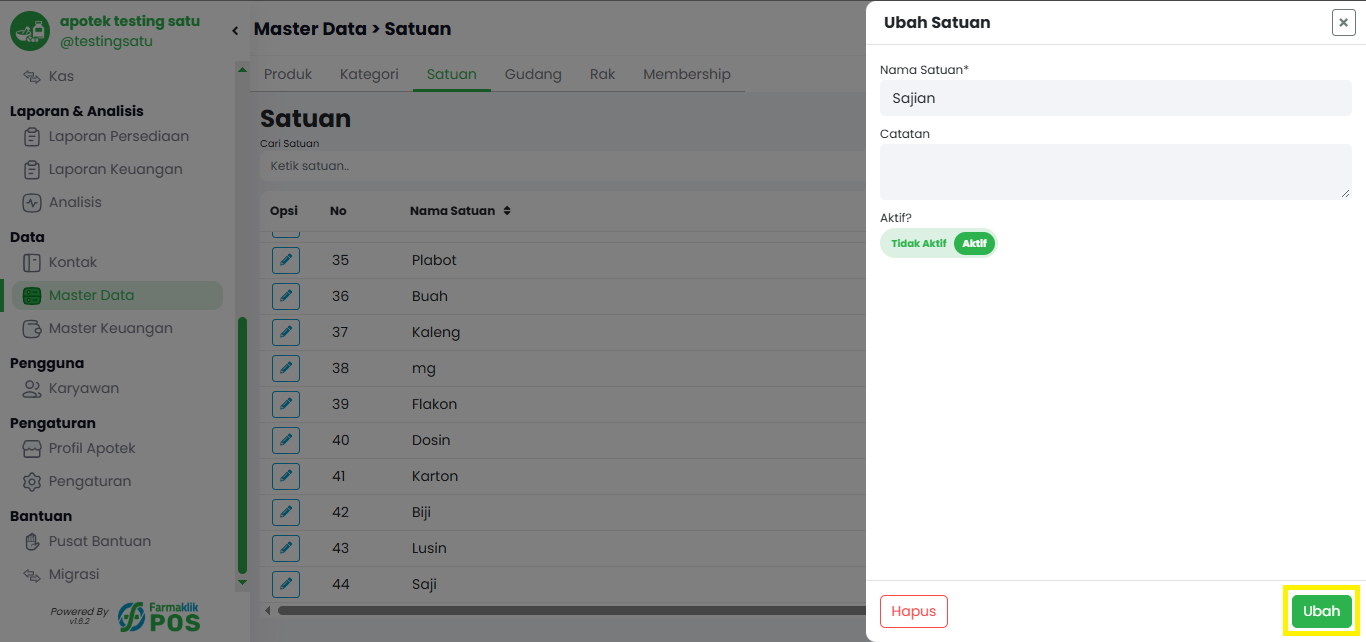 Langkah 2: Isi Form Data Satuan