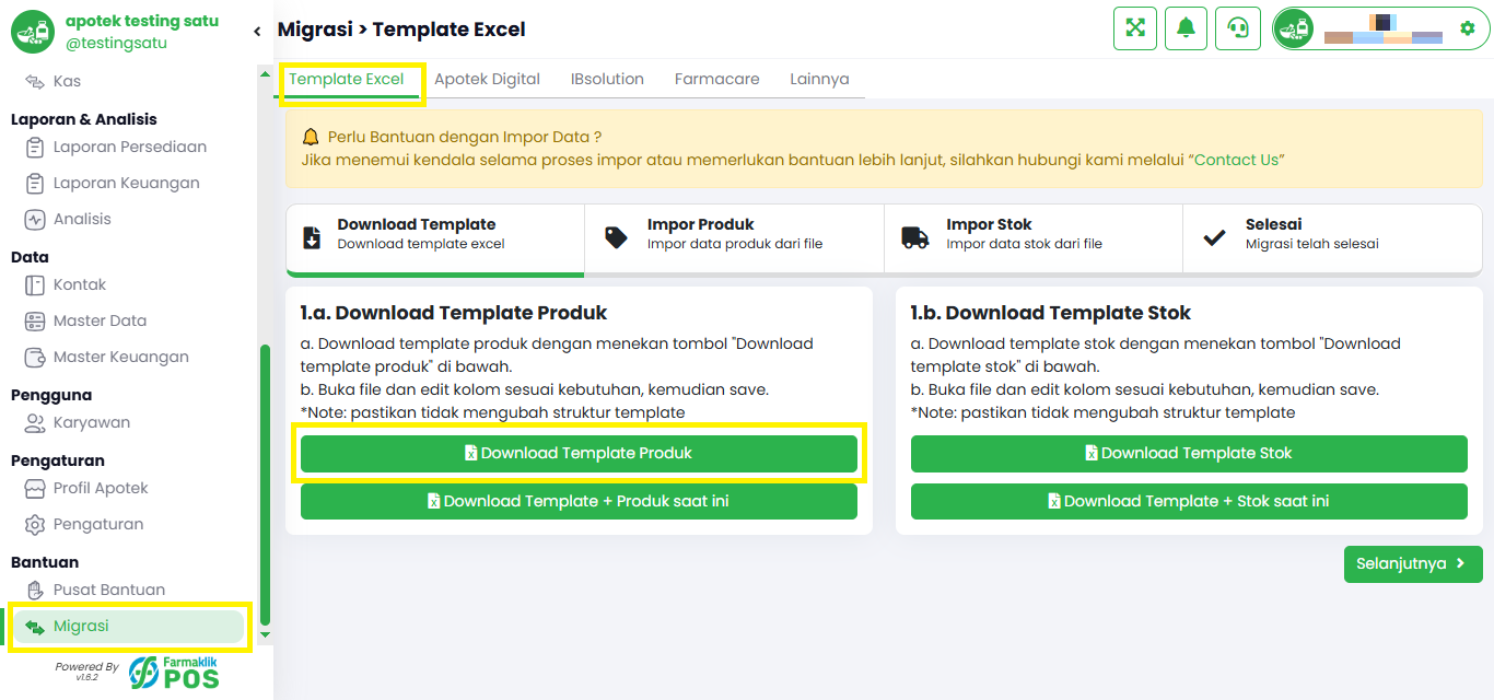 Langkah 1: Unduh Template Excel