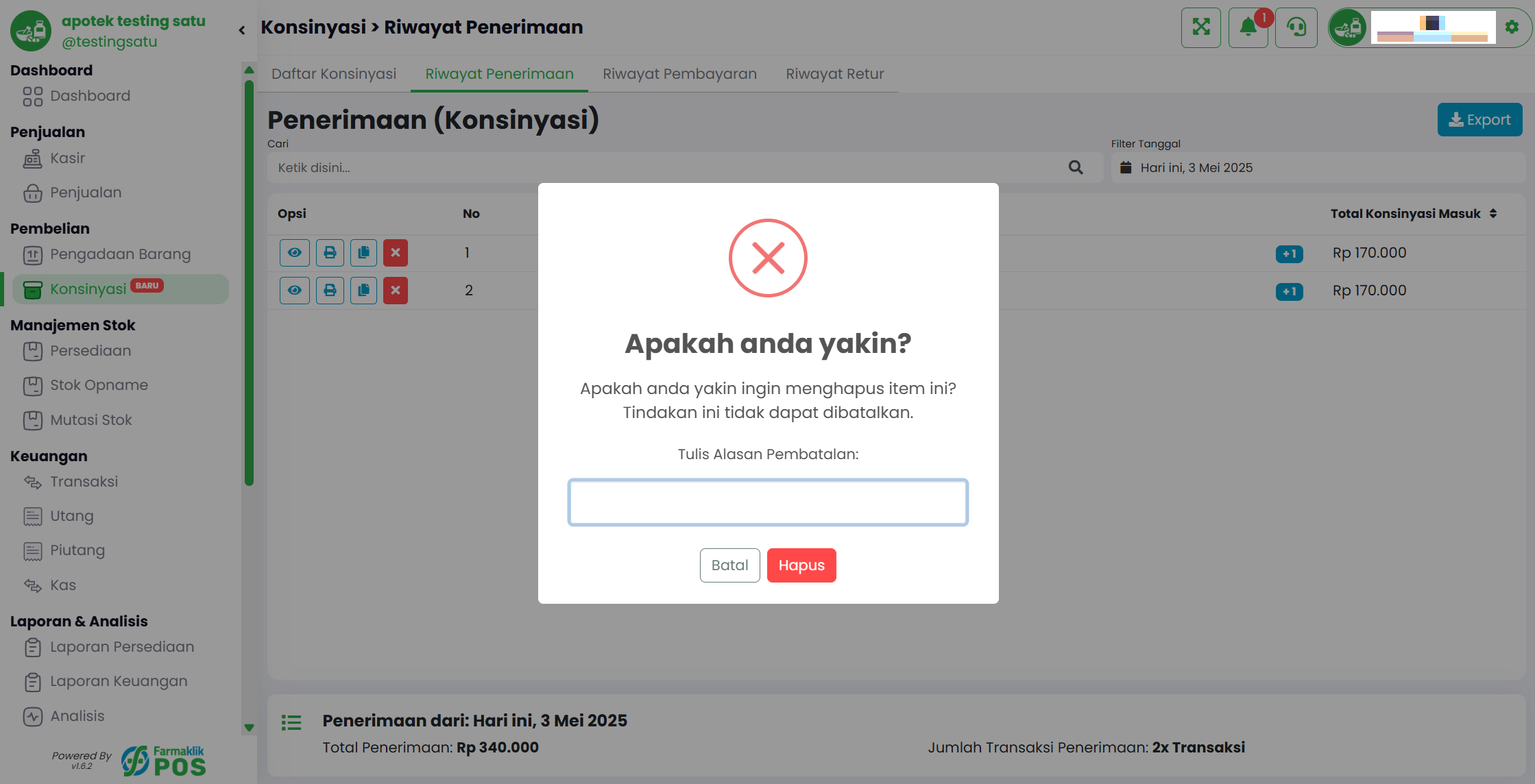 Langkah 2: Konfirmasi Pembatalan