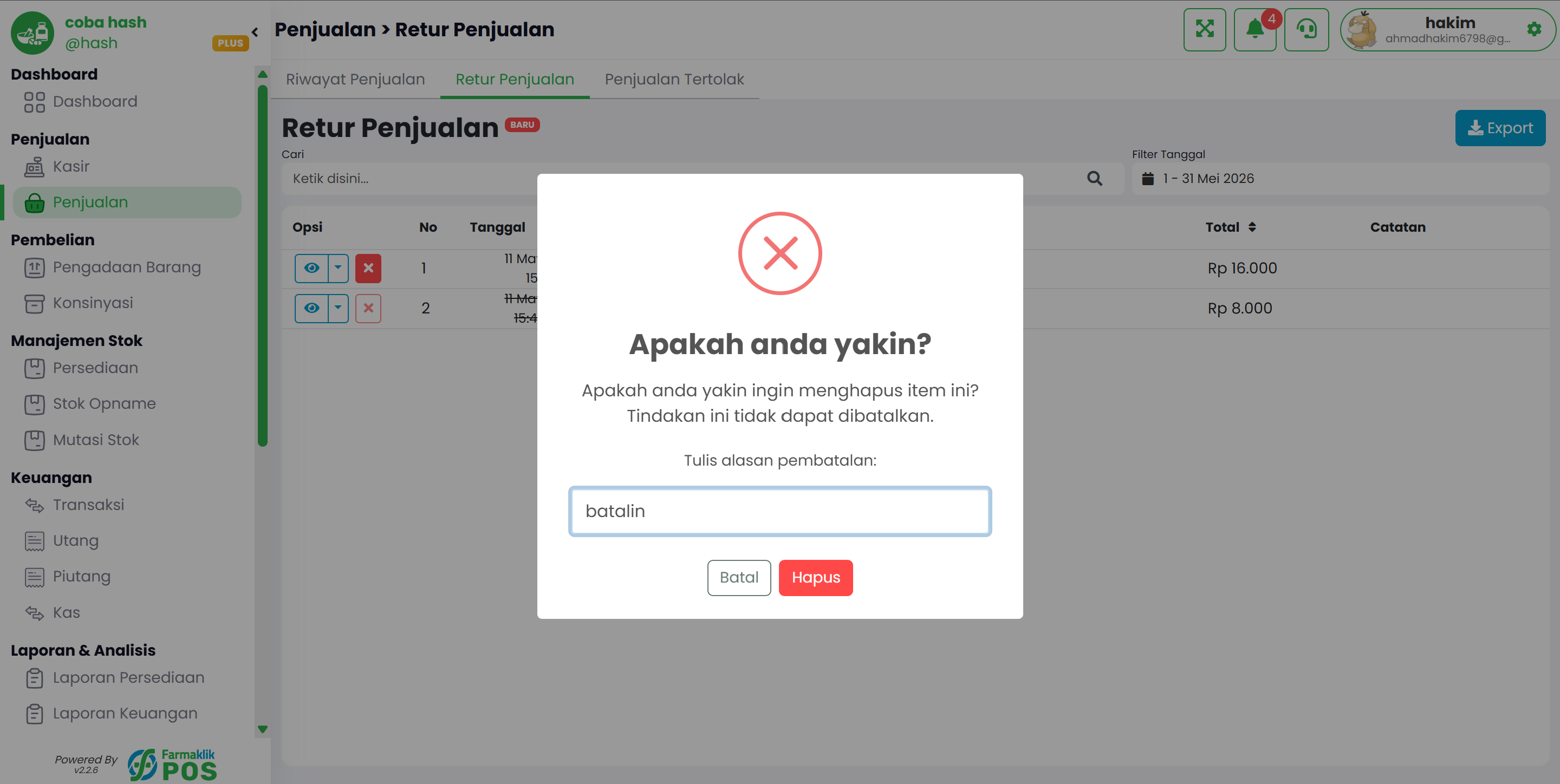 Langkah 2: Isi Alasan Pembatalan