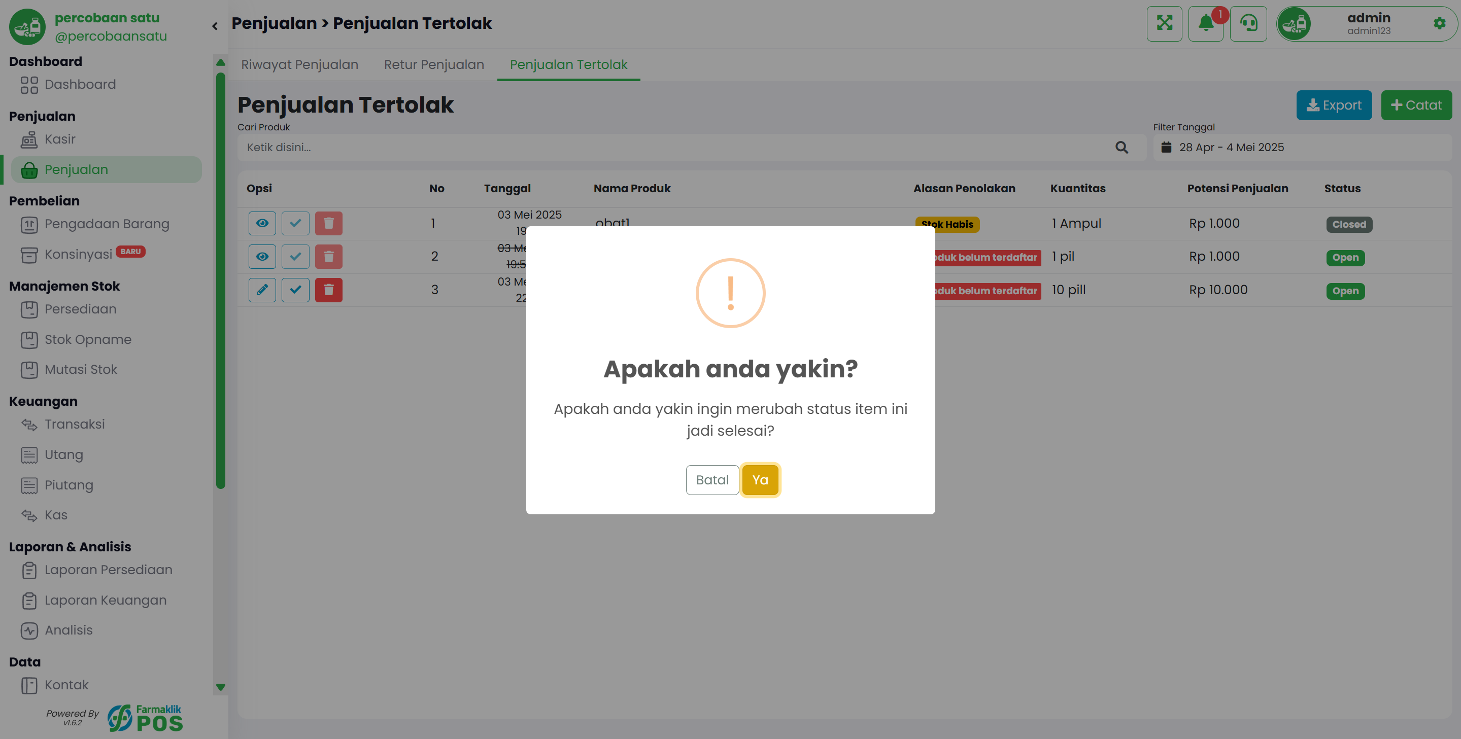 Langkah 2: Konfirmasi Penyelesaian