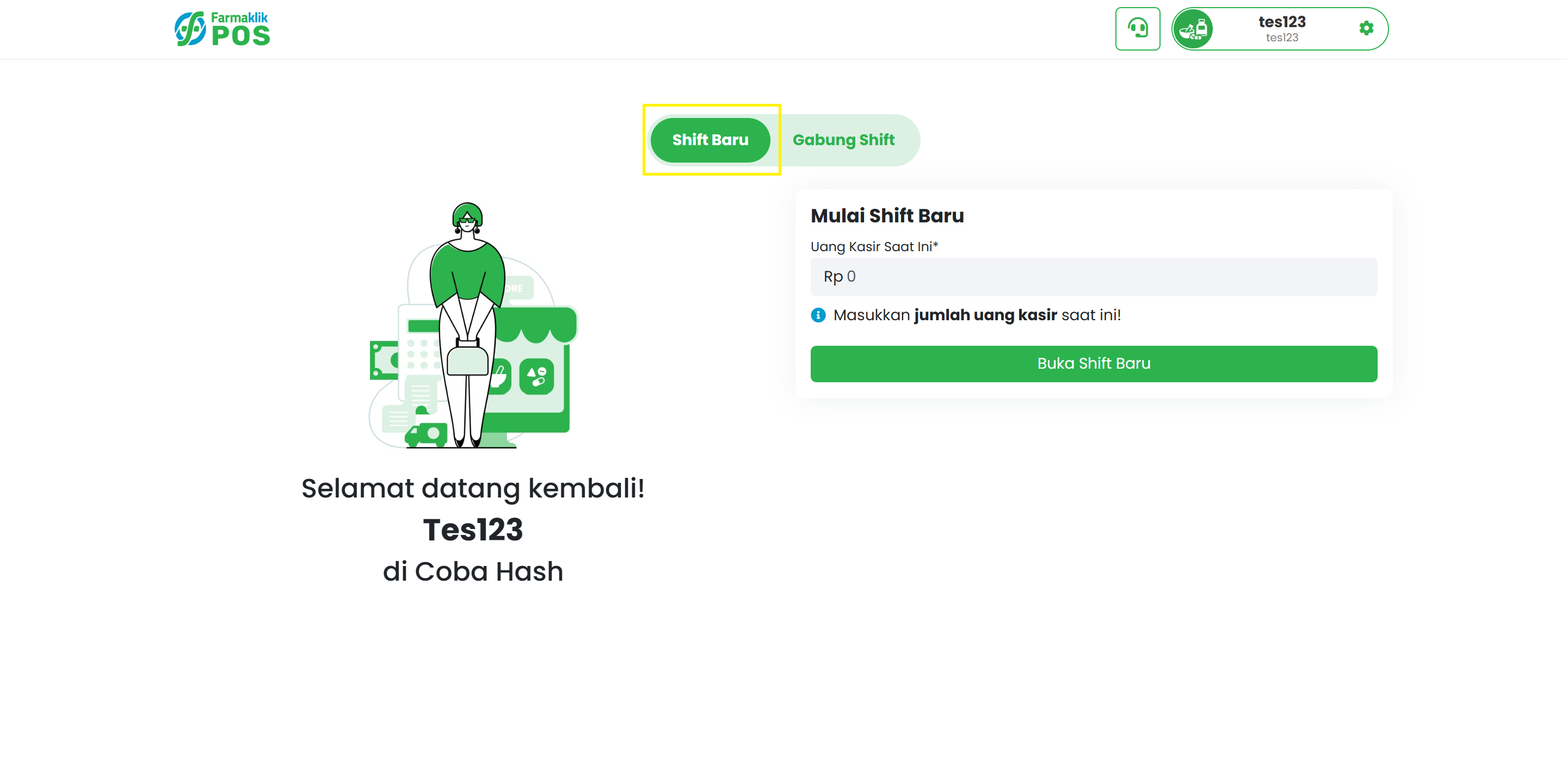 Langkah 1: Pilih Shift Baru