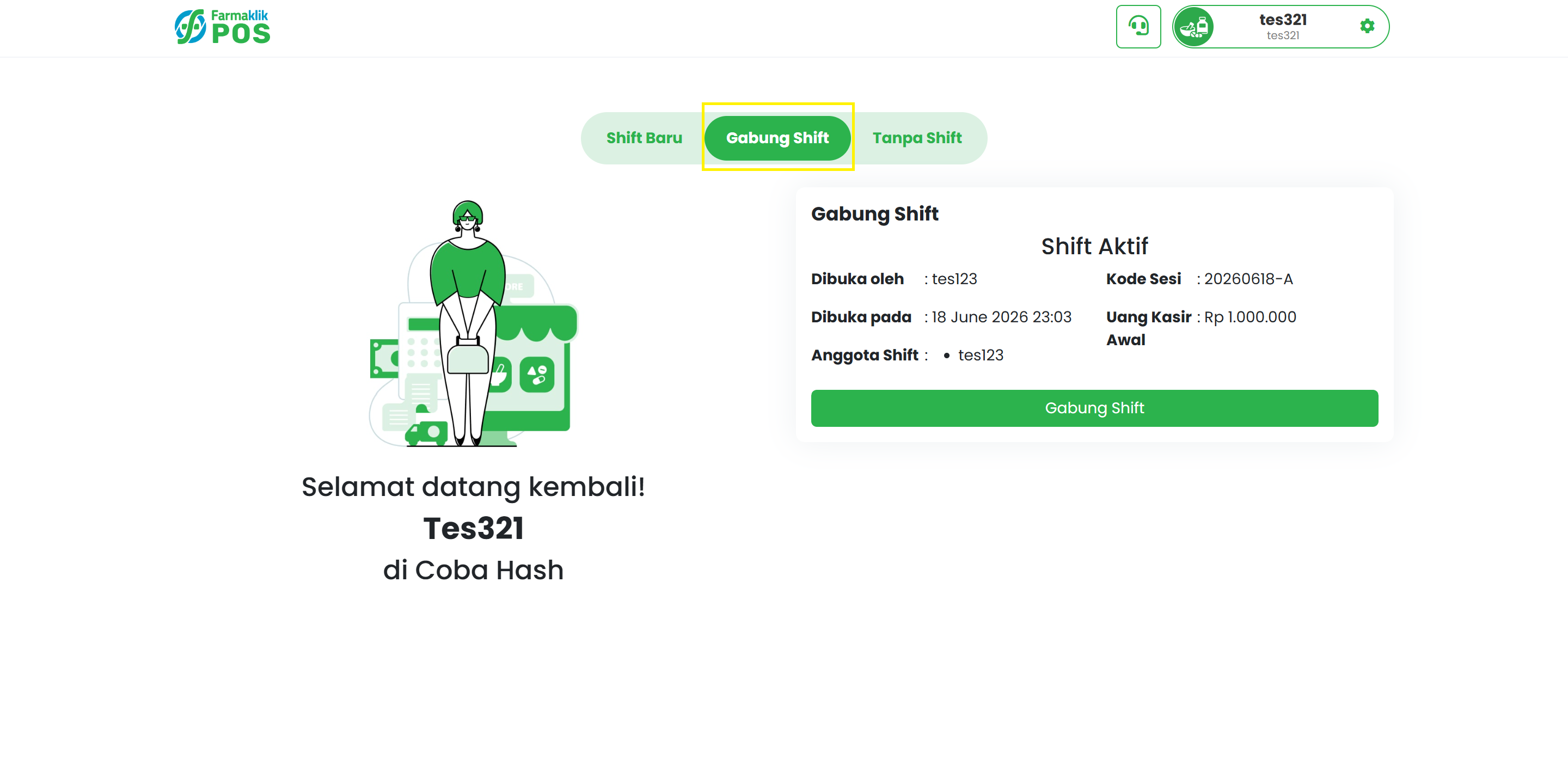 Langkah 1: Pilih Gabung Shift