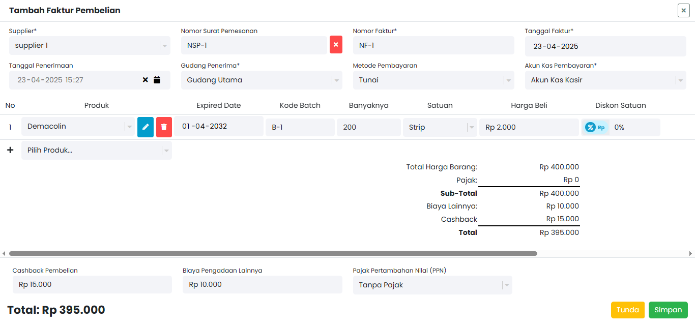 Langkah 4: Lengkapi Form Faktur