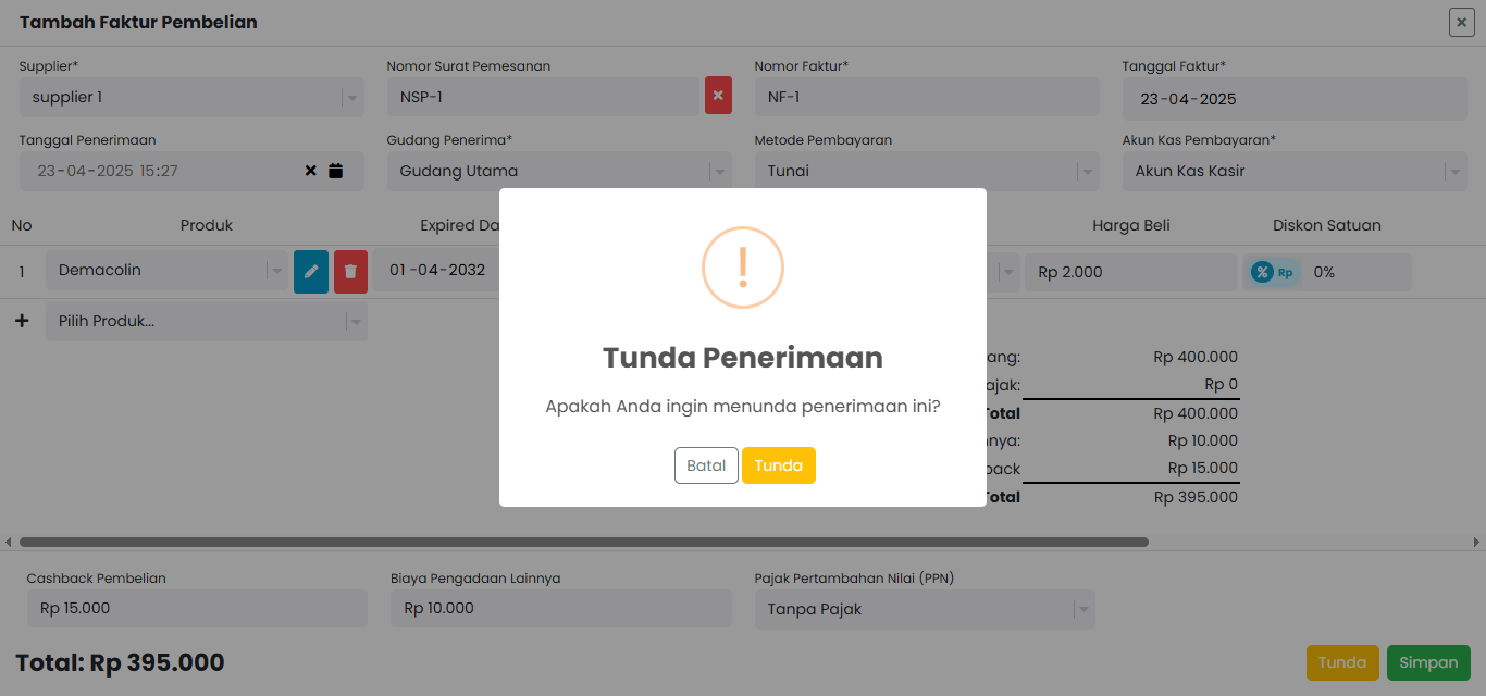 Langkah 7: Konfirmasi Penundaan