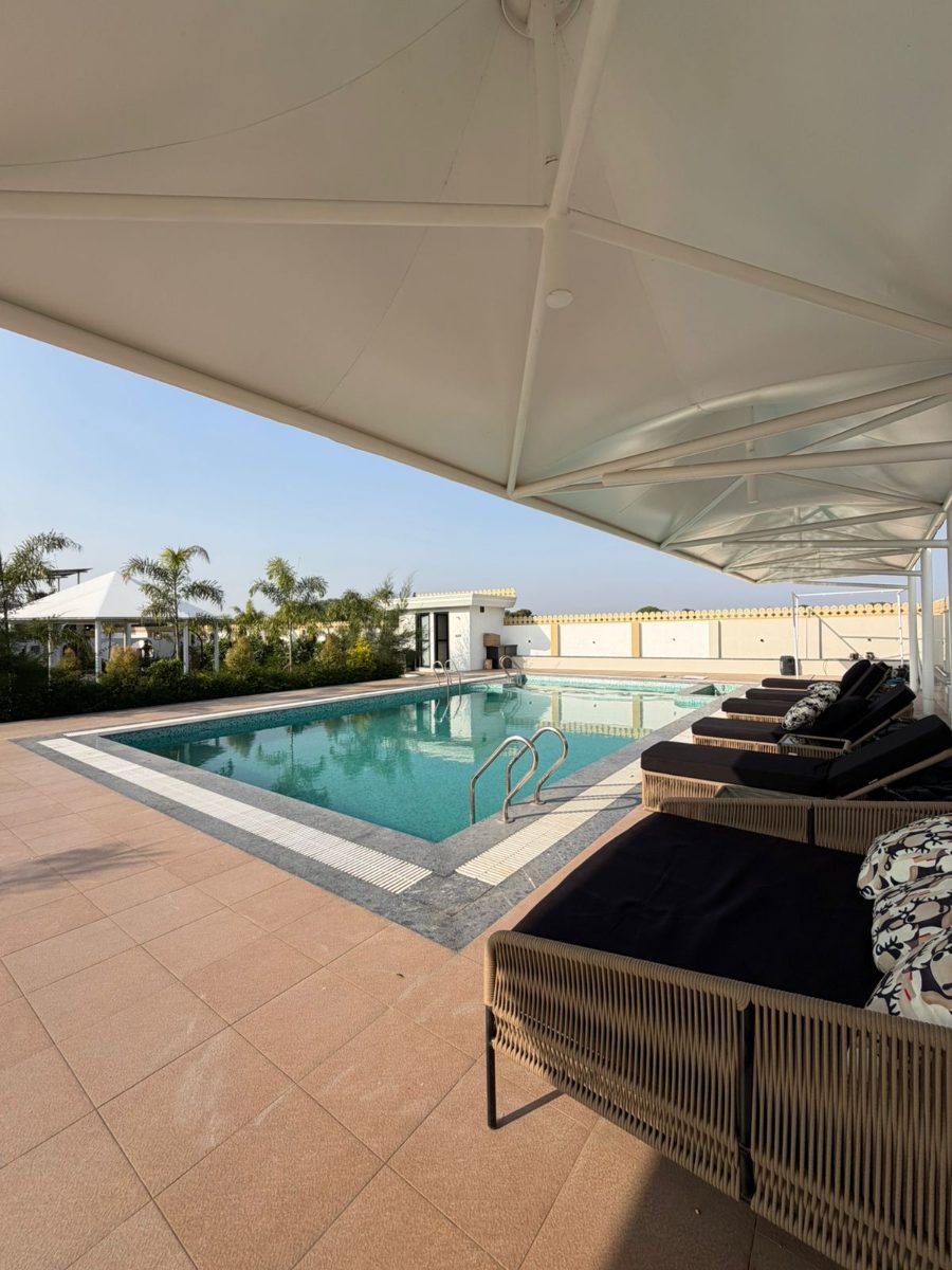 Private swimming pool and outdoor deck view at The Royal Haveli, Kalwar Road, Hathoj, Jaipur (Photo 6)