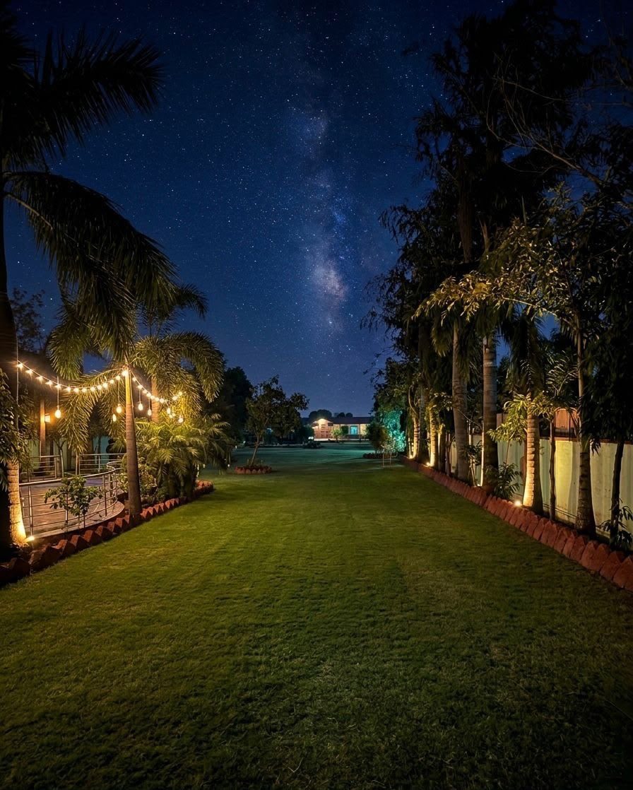 Poolside seating and evening lighting at The Banglow Resort, Kalwar Road, Bhambori, Jaipur (Photo 9)