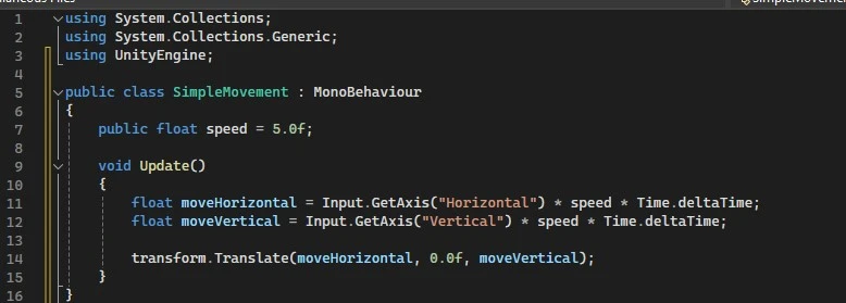 Unity C# Script Example