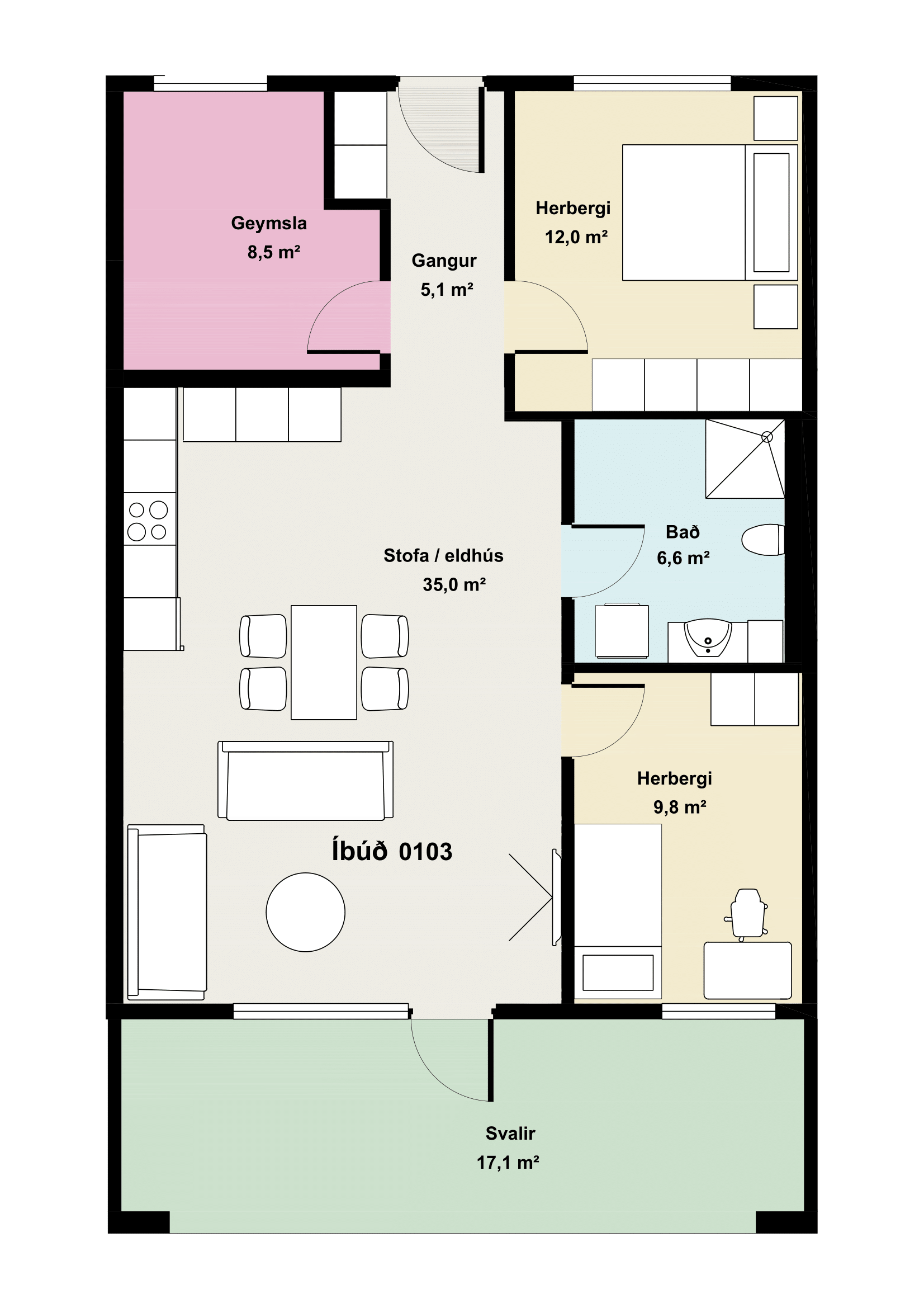 Íbúð 103 - Teikning