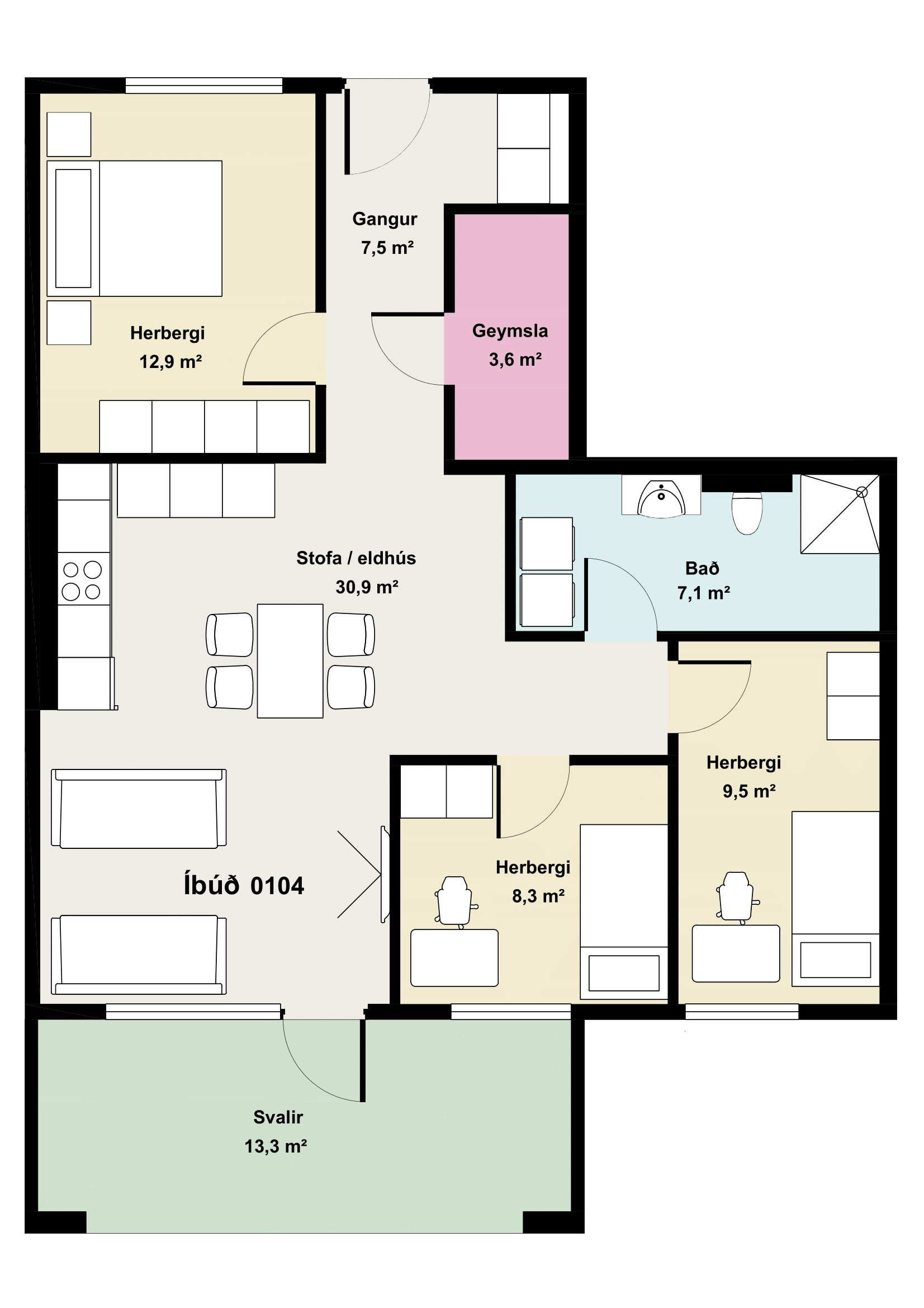 Íbúð 104 - Teikning