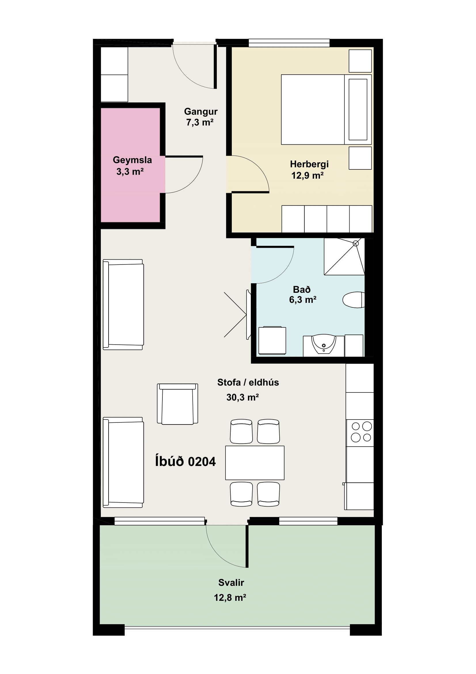 Íbúð 204 - Teikning