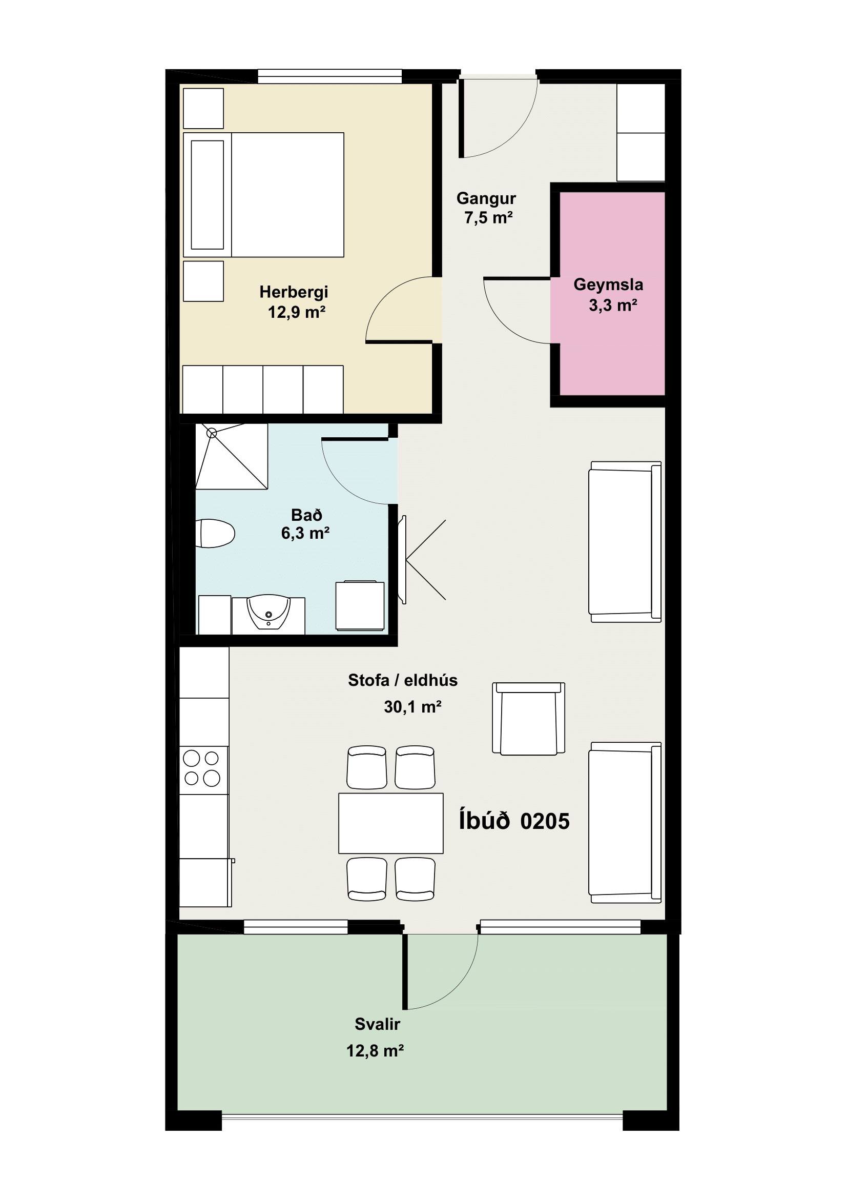 Íbúð 205 - Teikning