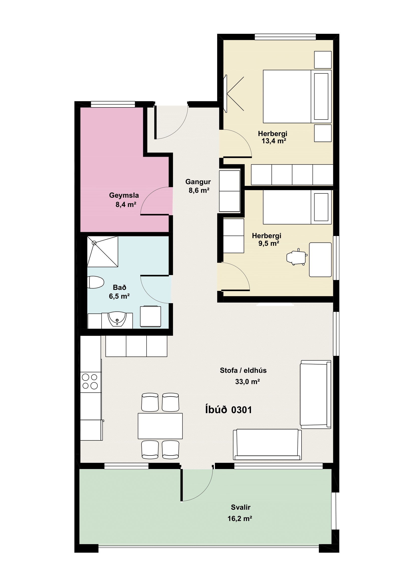 Íbúð 301 - Teikning