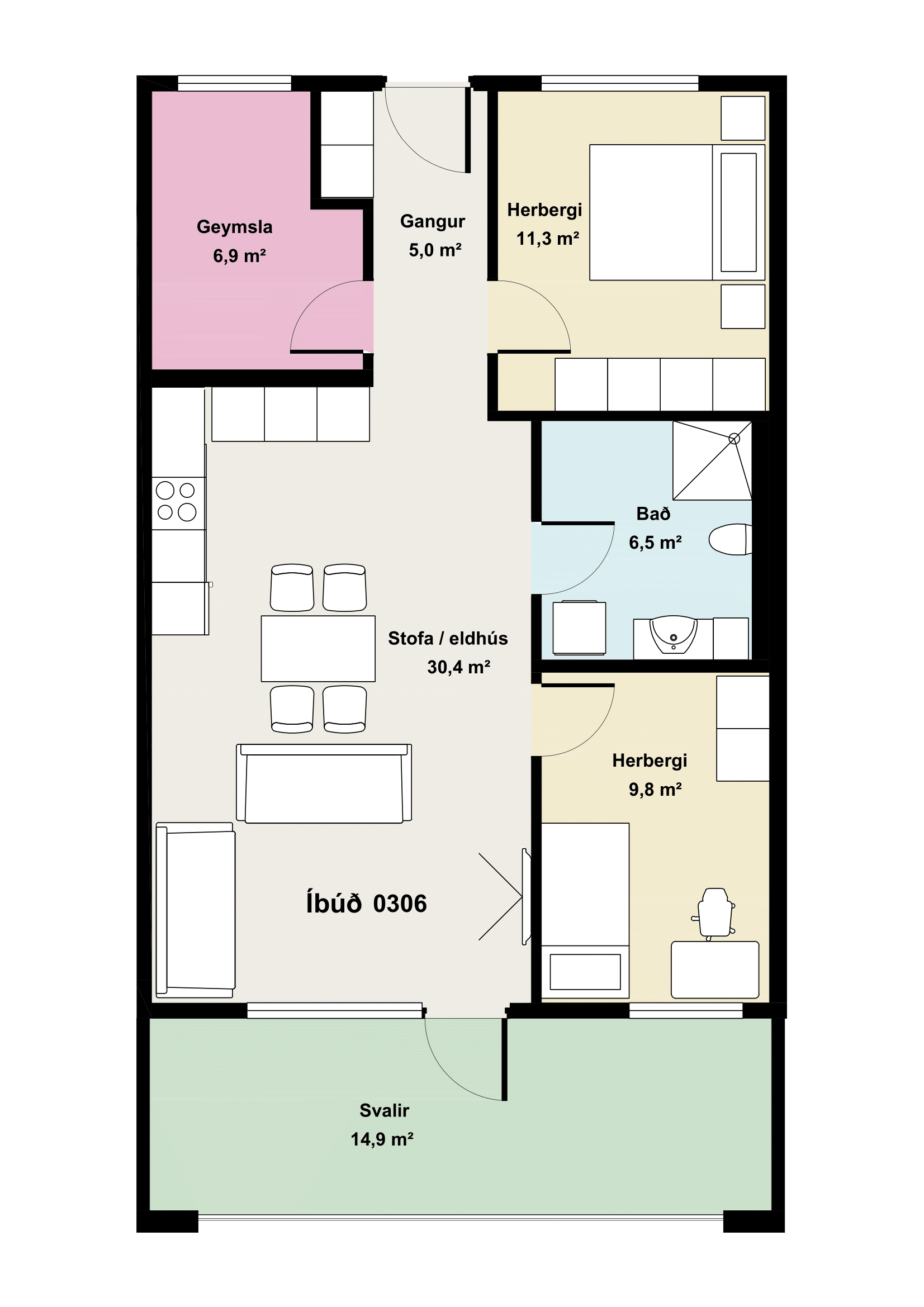 Íbúð 306 - Teikning