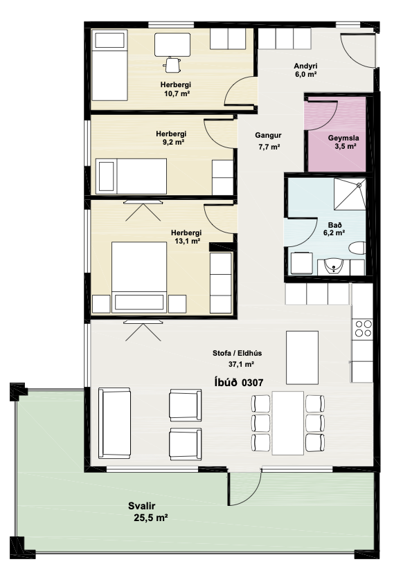 Íbúð 307 - Teikning